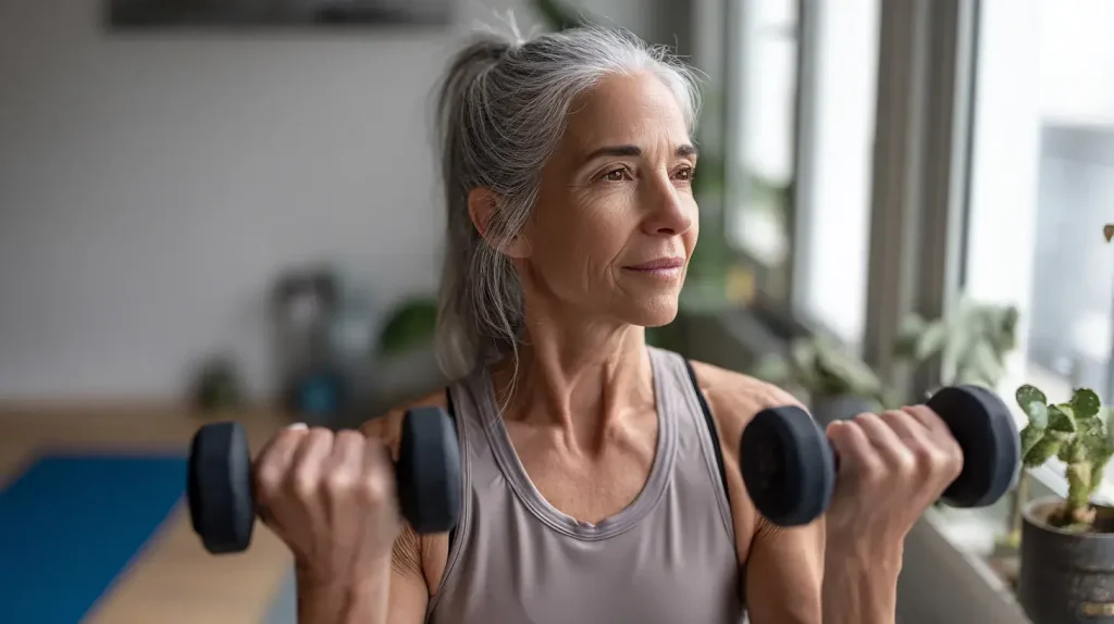 femme fait du sport pour freine la prise de poids liée à la ménopause