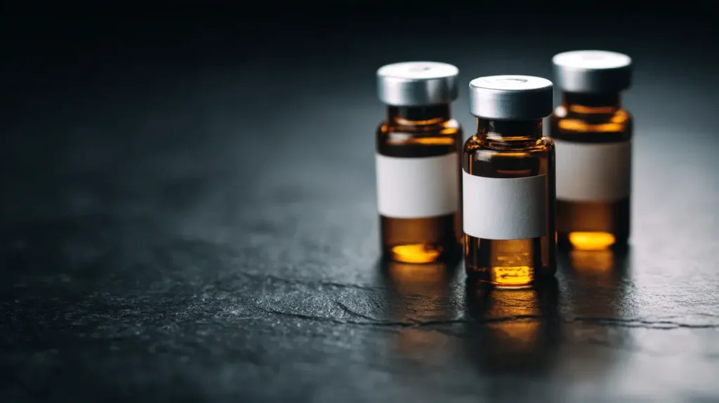 Trois flacons représentant les différents types de trenbolone